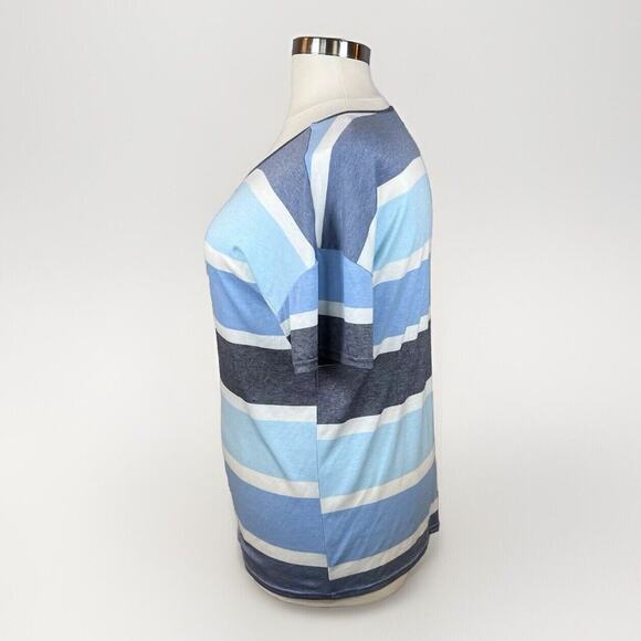 Joei & i Shirt Women’s Size 2X Short Sleeve Ruched & Side Tie Multicolor Stripe - Picture 4 of 10